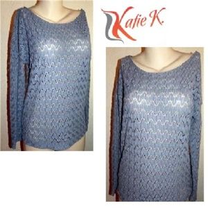 Katiek   Gray Lace Knit Tunic Top/ S